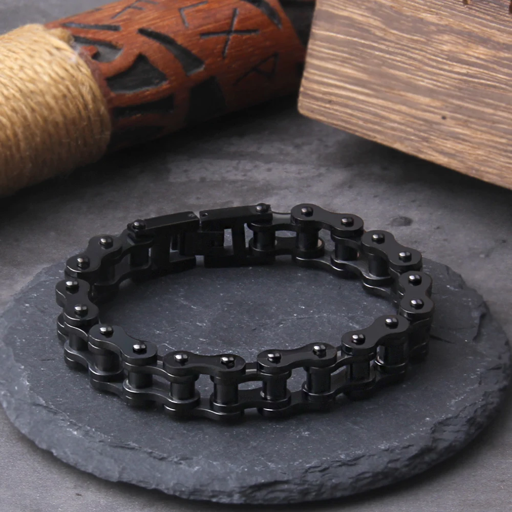 Stainless Steel Motorcycle Chain Bracelet for Men – Heavy Biker Link Wristband Jewelry