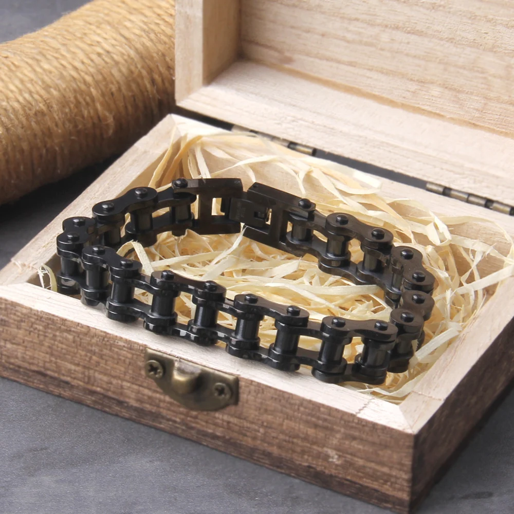 Stainless Steel Motorcycle Chain Bracelet for Men – Heavy Biker Link Wristband Jewelry