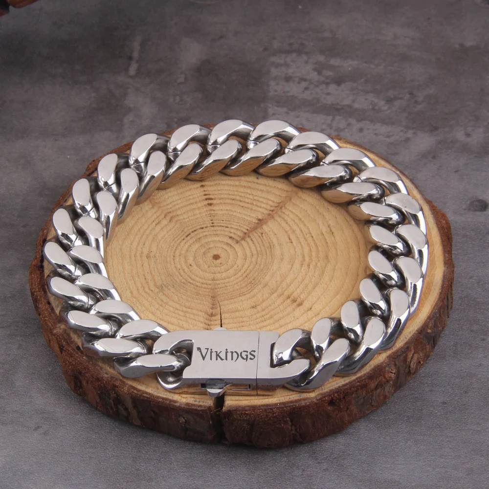 Stainless Steel Motorcycle Chain Bracelet for Men – Heavy Biker Link Wristband Jewelry