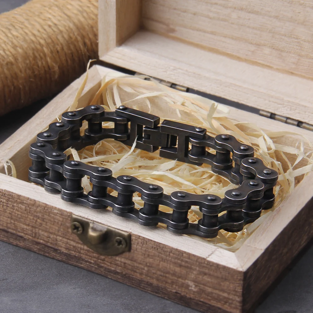 Stainless Steel Motorcycle Chain Bracelet for Men – Heavy Biker Link Wristband Jewelry