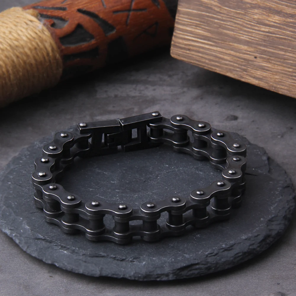 Stainless Steel Motorcycle Chain Bracelet for Men – Heavy Biker Link Wristband Jewelry