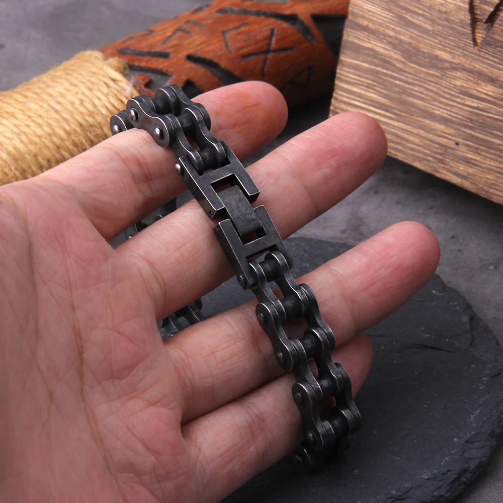 Stainless Steel Motorcycle Chain Bracelet for Men – Heavy Biker Link Wristband Jewelry