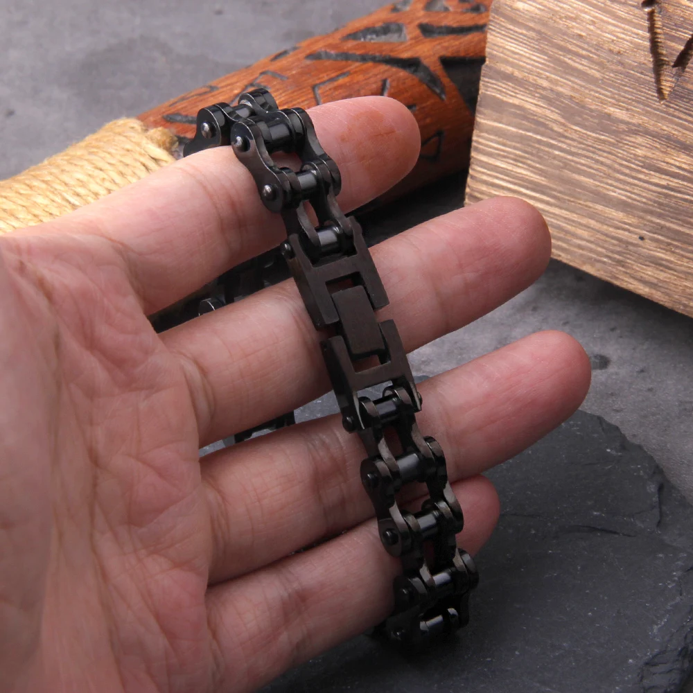 Stainless Steel Motorcycle Chain Bracelet for Men – Heavy Biker Link Wristband Jewelry