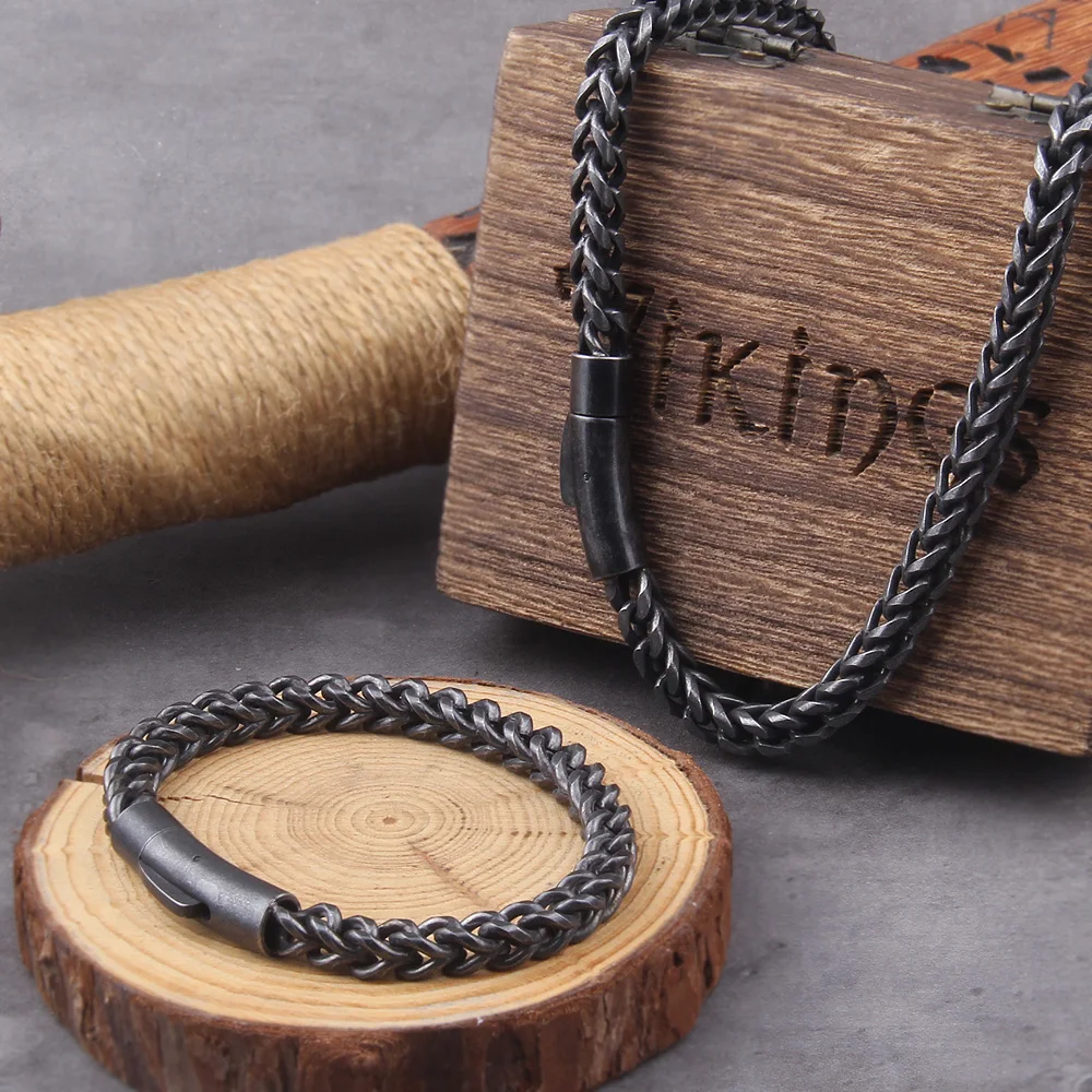 Punk Bicycle Chain Bracelet for Men – Gray Stainless Steel Magnetic Clasp