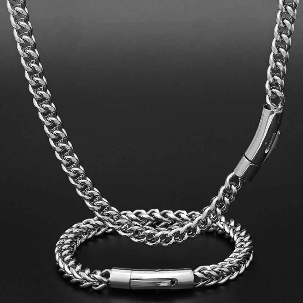 Punk Bicycle Chain Bracelet for Men – Gray Stainless Steel Magnetic Clasp Punk Bicycle Chain Bracelet for Men – Gray Stainless Steel Magnetic Clasp