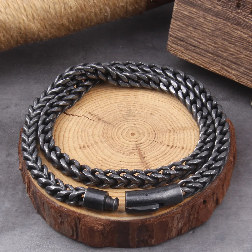 Punk Bicycle Chain Bracelet for Men – Gray Stainless Steel Magnetic Clasp