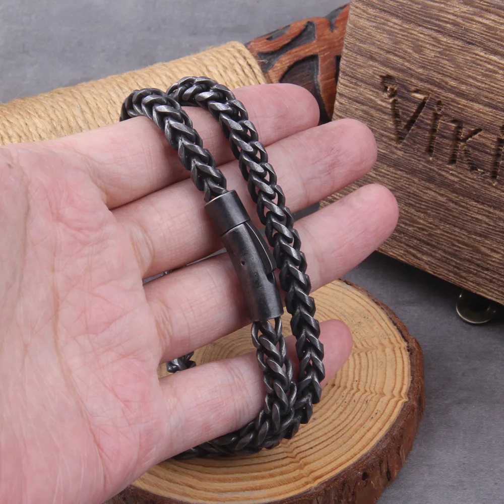 Punk Bicycle Chain Bracelet for Men – Gray Stainless Steel Magnetic Clasp
