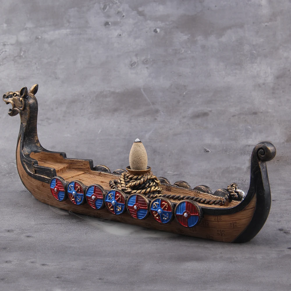Viking Dragon Boat Waterfall Incense Burner – Ceramic Aromatherapy Holder + 10 Free Cones Viking Dragon Boat Waterfall Incense Burner – Ceramic Aromatherapy Holder + 10 Free Cones