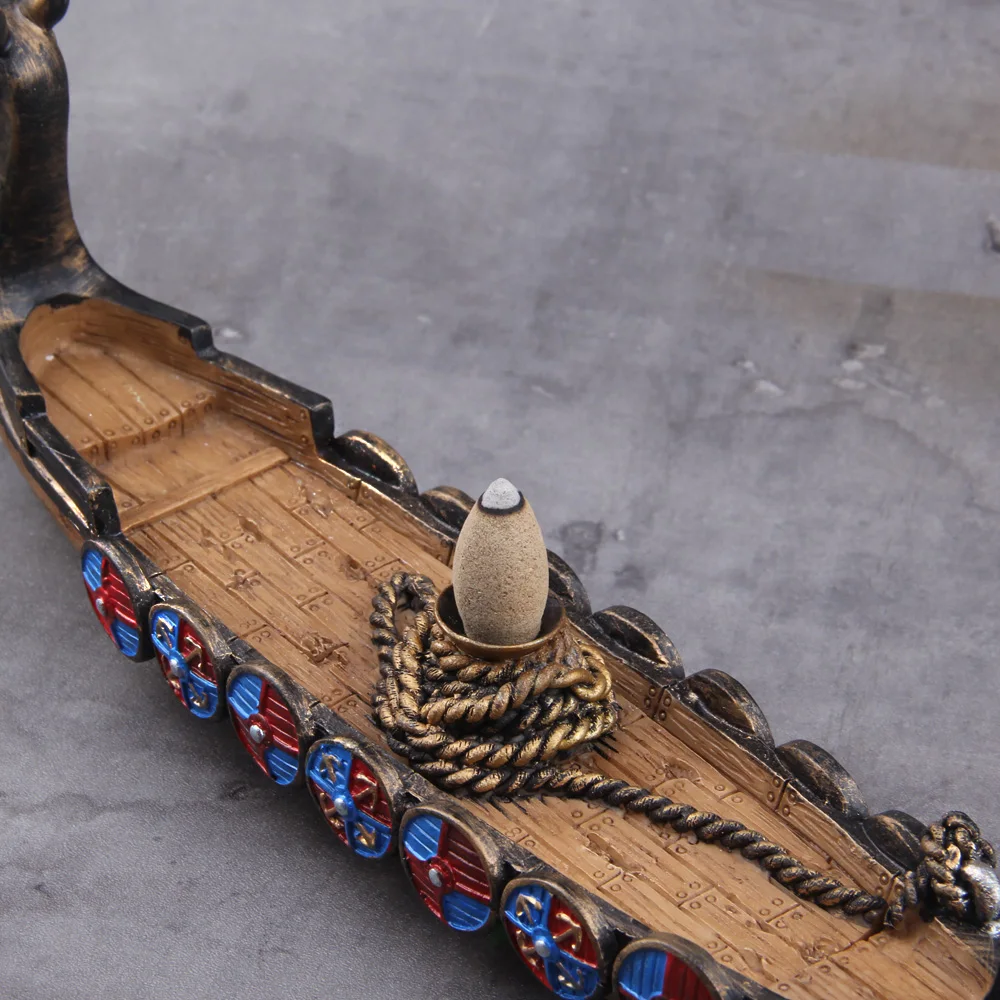 Viking Dragon Boat Waterfall Incense Burner – Ceramic Aromatherapy Holder + 10 Free Cones Viking Dragon Boat Waterfall Incense Burner – Ceramic Aromatherapy Holder + 10 Free Cones