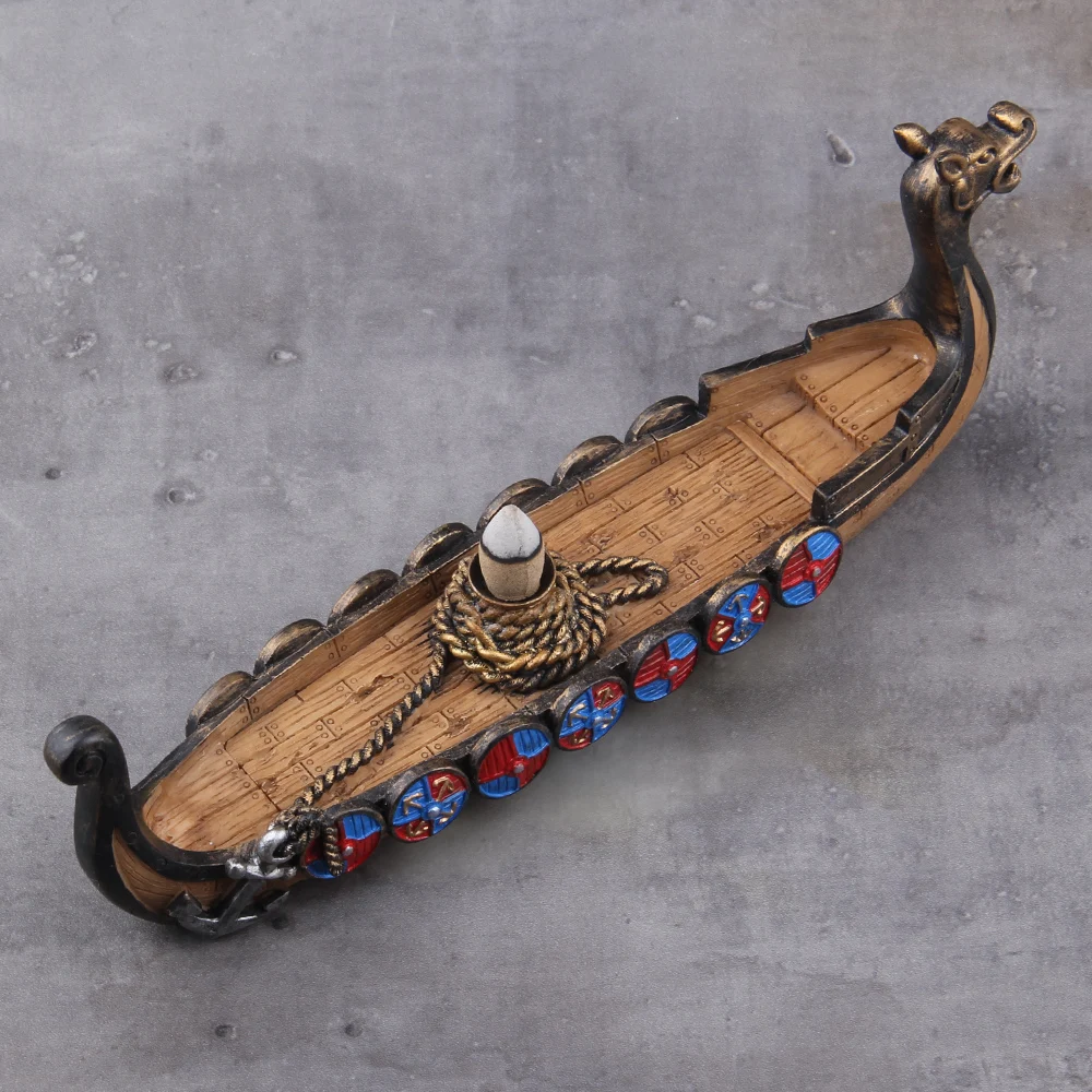 Viking Dragon Boat Waterfall Incense Burner – Ceramic Aromatherapy Holder + 10 Free Cones Viking Dragon Boat Waterfall Incense Burner – Ceramic Aromatherapy Holder + 10 Free Cones