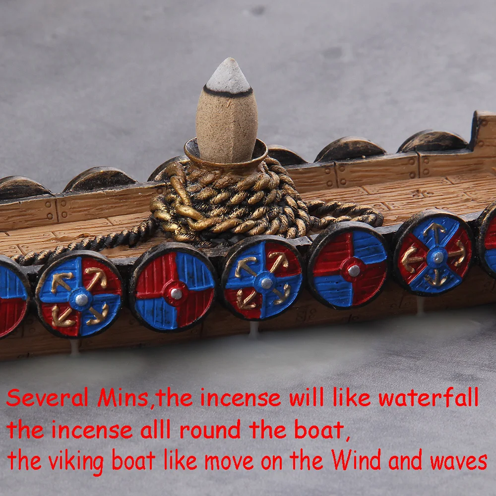 Viking Dragon Boat Waterfall Incense Burner – Ceramic Aromatherapy Holder + 10 Free Cones Viking Dragon Boat Waterfall Incense Burner – Ceramic Aromatherapy Holder + 10 Free Cones