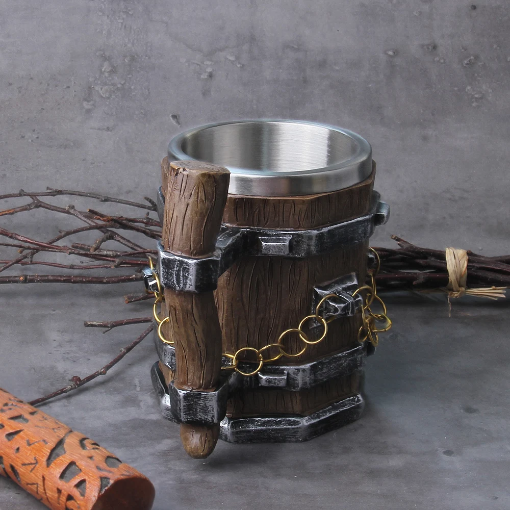 Viking Barrel Beer Mug – Wood Style Tankard with Brass Ring (600ml) Viking Barrel Beer Mug – Wood Style Tankard with Brass Ring (600ml)