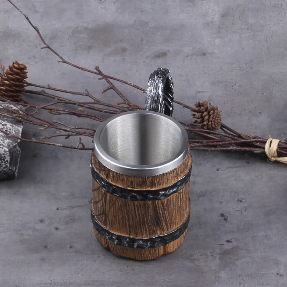 Viking Barrel Beer Mug – Wood Style Tankard with Brass Ring (600ml) Viking Barrel Beer Mug – Wood Style Tankard with Brass Ring (600ml)