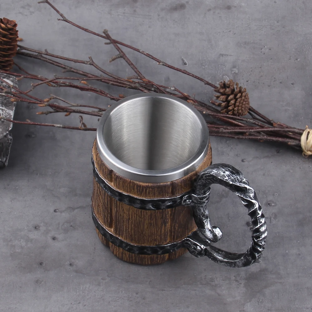 Viking Barrel Beer Mug – Wood Style Tankard with Brass Ring (600ml) Viking Barrel Beer Mug – Wood Style Tankard with Brass Ring (600ml)
