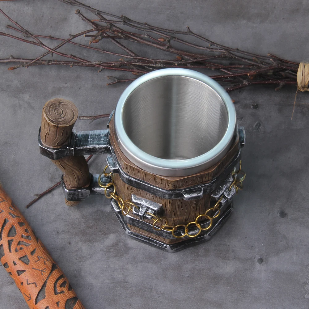 Viking Barrel Beer Mug – Wood Style Tankard with Brass Ring (600ml) Viking Barrel Beer Mug – Wood Style Tankard with Brass Ring (600ml)