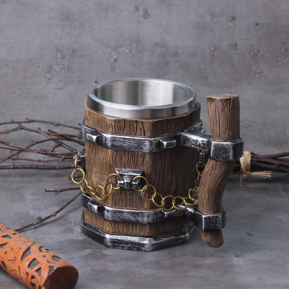 Viking Barrel Beer Mug – Wood Style Tankard with Brass Ring (600ml) Viking Barrel Beer Mug – Wood Style Tankard with Brass Ring (600ml)