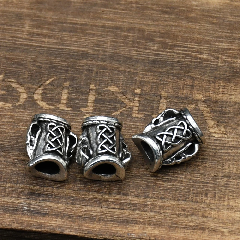 Odin’s Raven Skull & Viking Rune Beard Beads – Valknut, Vegvisir, Trinity Knot, Hair & Bracelet DIY Charms