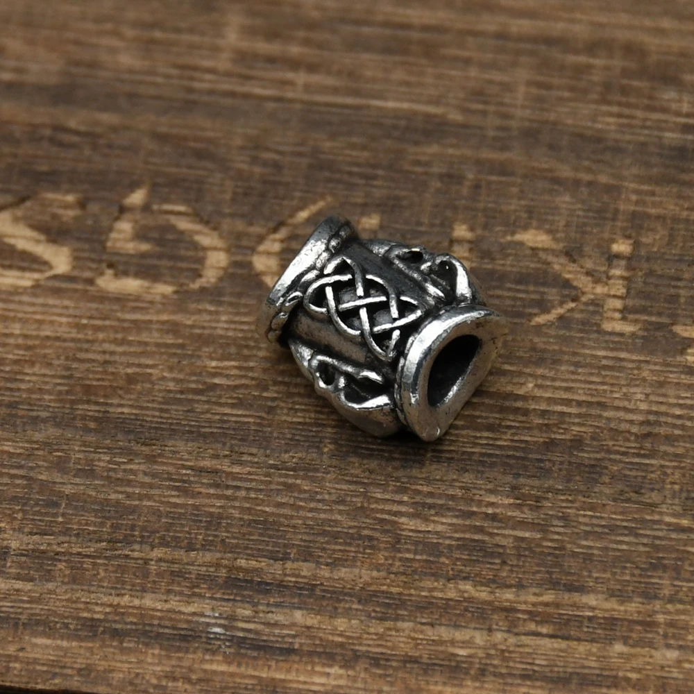 Odin’s Raven Skull & Viking Rune Beard Beads – Valknut, Vegvisir, Trinity Knot, Hair & Bracelet DIY Charms