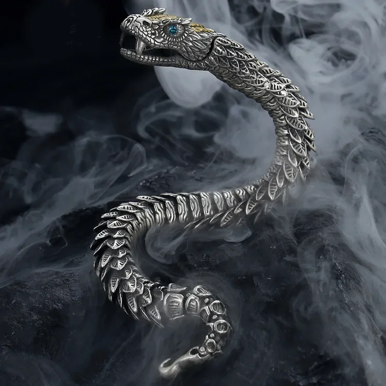 Buddhastone Trendy European and American Snake Bone Bracelet for Men and Women Personalized Retro and Versatile Gift Accessories Buddhastone Trendy European and American Snake Bone Bracelet for Men and Women Personalized Retro and Versatile Gift Accessories