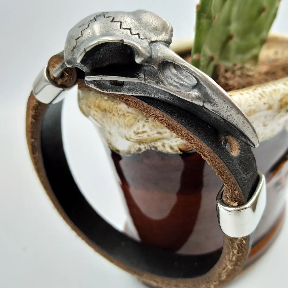 Viking Odin Raven Stainless Steel Viking Jewelry Wicca Skull Men Slavic Leather Bracelet Vikings Accessories Vikingos Bangle Adj Viking Odin Raven Stainless Steel Viking Jewelry Wicca Skull Men Slavic Leather Bracelet Vikings Accessories Vikingos Bangle Adj
