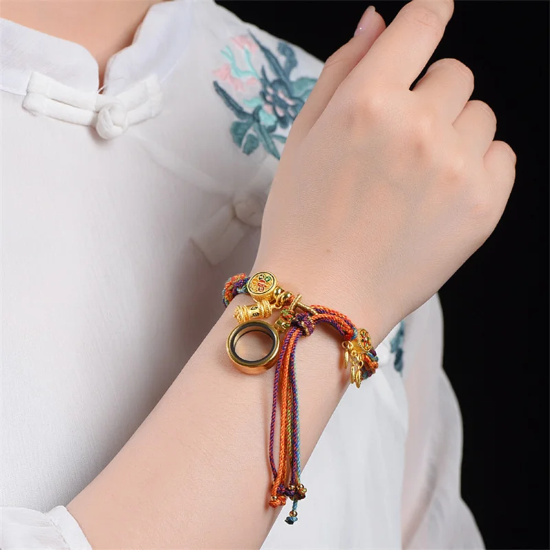 Hand-woven Tibetan Style Bracelet Zakiram Bracelet Green Tara Five Master Thangka Bracelet Tibetan Bracelet For Women Men Hand-woven Tibetan Style Bracelet Zakiram Bracelet Green Tara Five Master Thangka Bracelet Tibetan Bracelet For Women Men