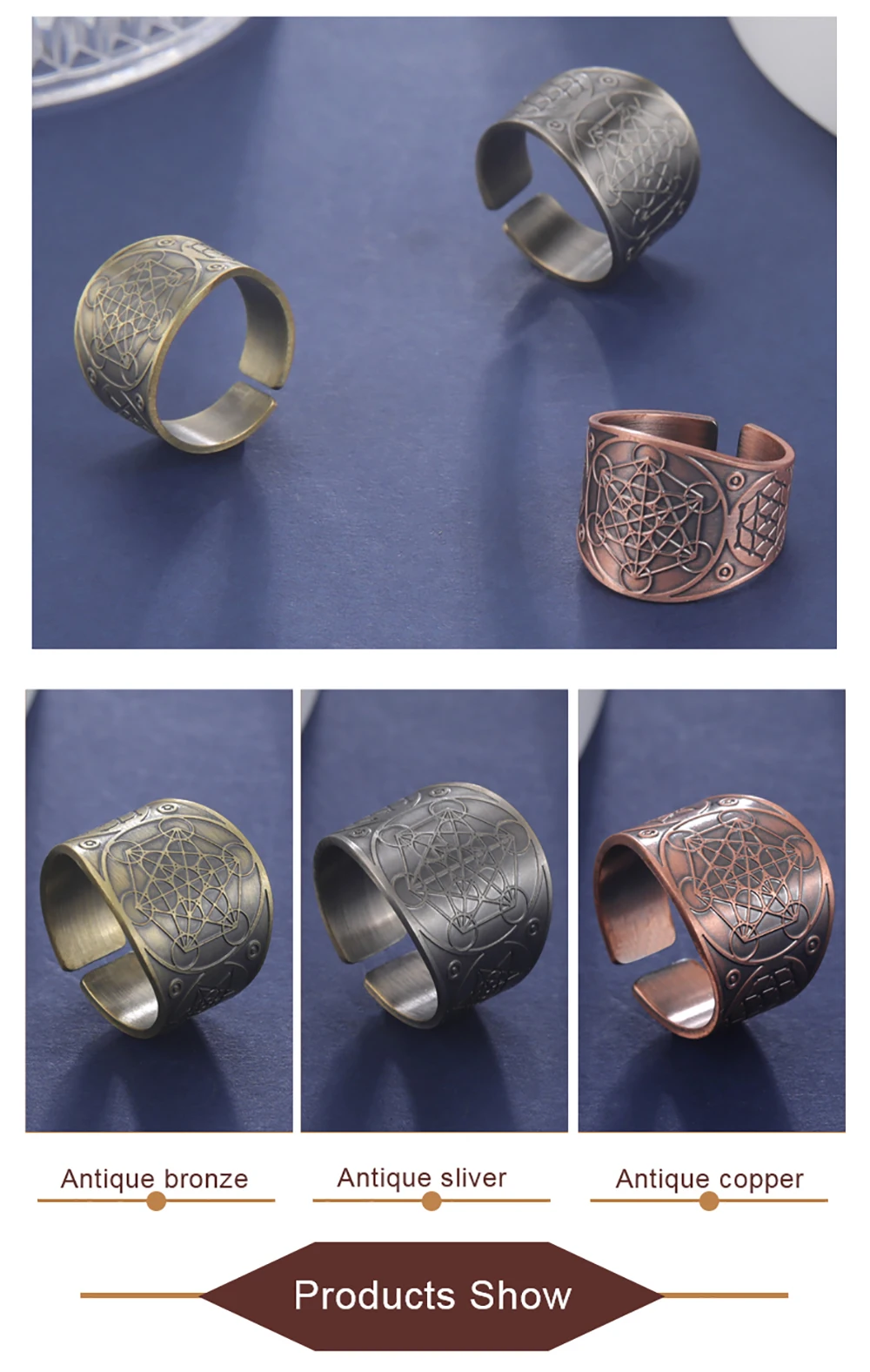 Dawapara Seal of The 7 Archangels Protection Ring Amulet Metatron Cube Lilith Symbol The Secrets of King Solomon Vintage Jewelry