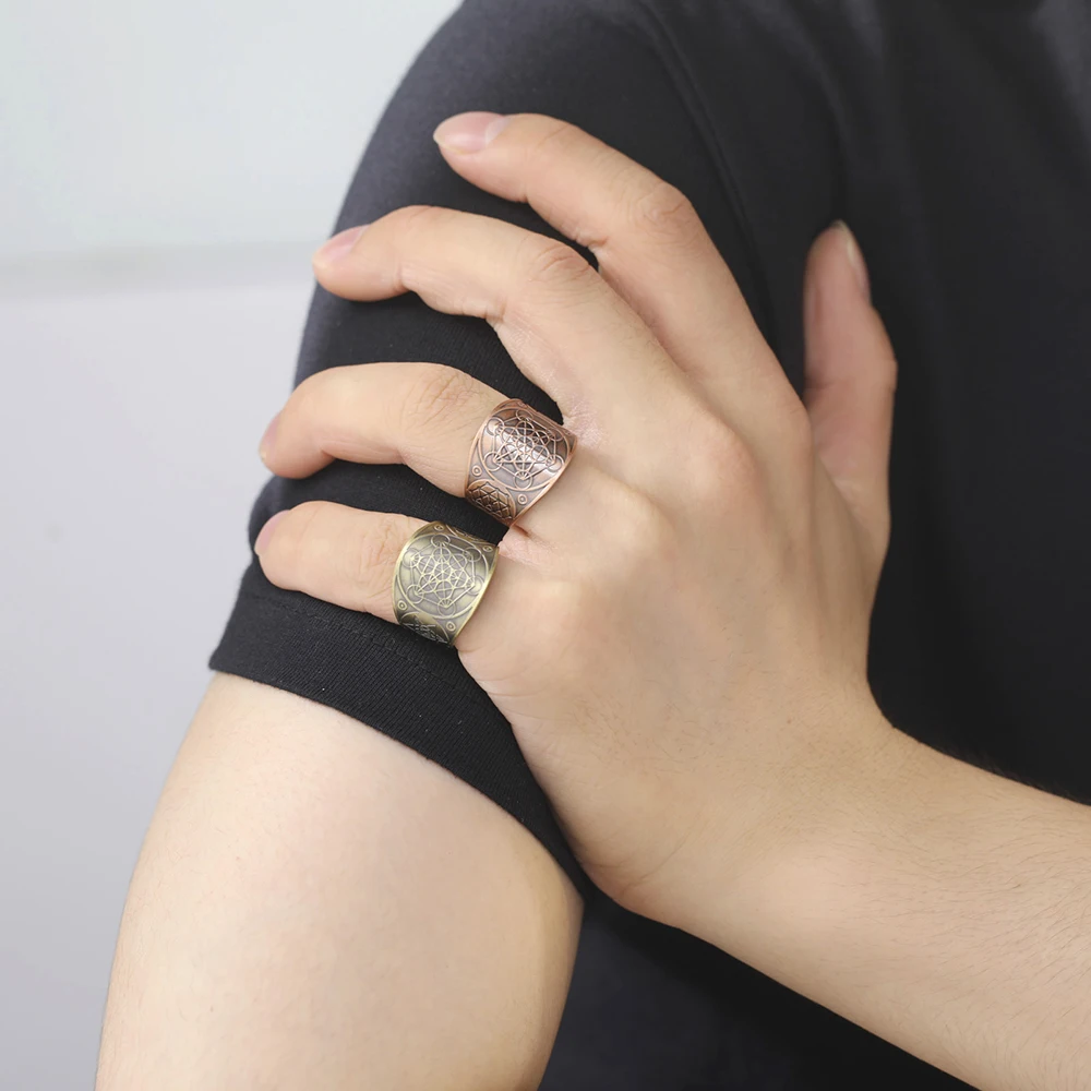 Dawapara Seal of The 7 Archangels Protection Ring Amulet Metatron Cube Lilith Symbol The Secrets of King Solomon Vintage Jewelry