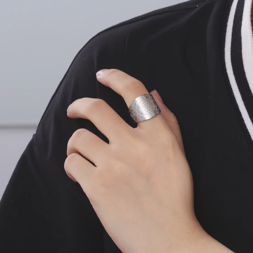 Dawapara Seal of The 7 Archangels Protection Ring Amulet Metatron Cube Lilith Symbol The Secrets of King Solomon Vintage Jewelry