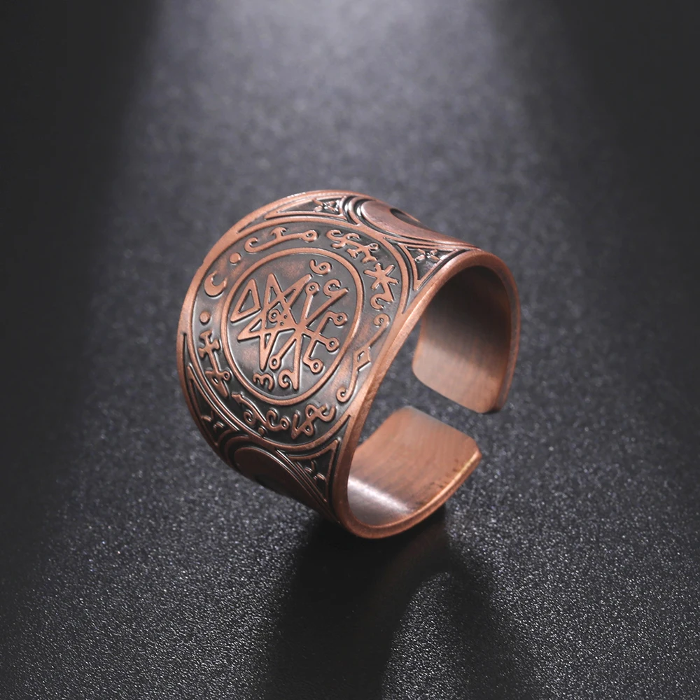 Dawapara Seal of The 7 Archangels Protection Ring Amulet Metatron Cube Lilith Symbol The Secrets of King Solomon Vintage Jewelry