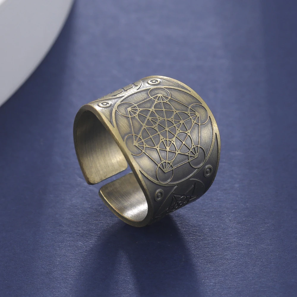 Dawapara Seal of The 7 Archangels Protection Ring Amulet Metatron Cube Lilith Symbol The Secrets of King Solomon Vintage Jewelry
