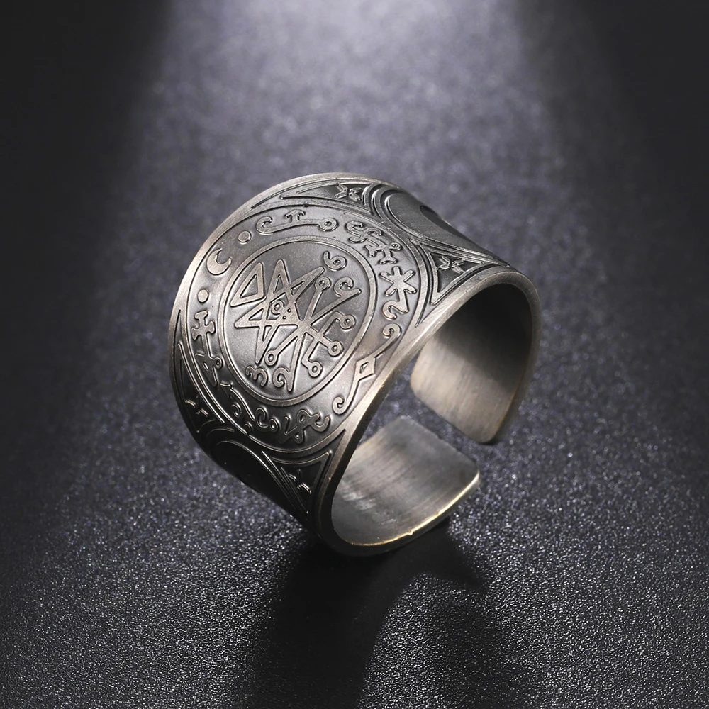 Dawapara Seal of The 7 Archangels Protection Ring Amulet Metatron Cube Lilith Symbol The Secrets of King Solomon Vintage Jewelry