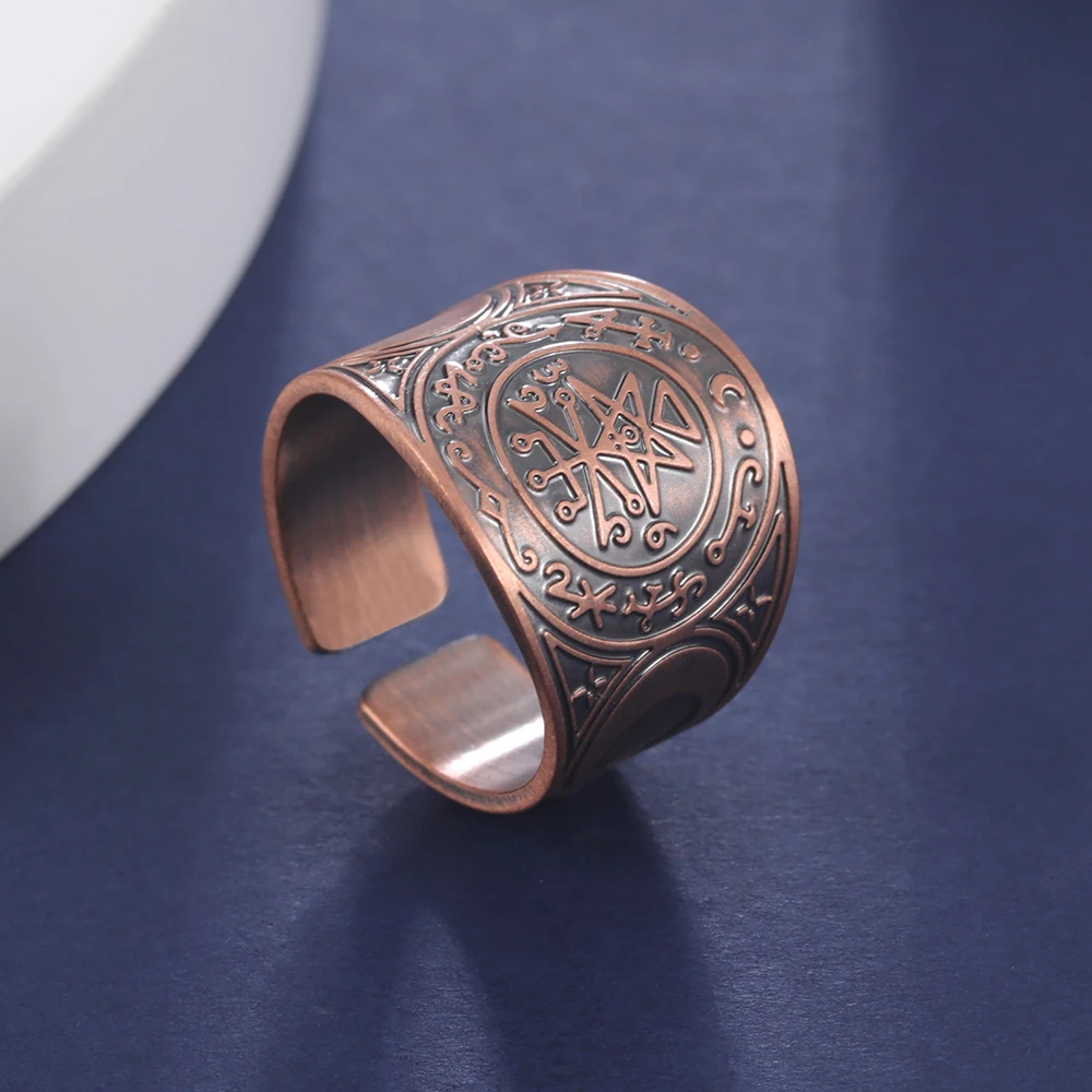 Dawapara Seal of The 7 Archangels Protection Ring Amulet Metatron Cube Lilith Symbol The Secrets of King Solomon Vintage Jewelry