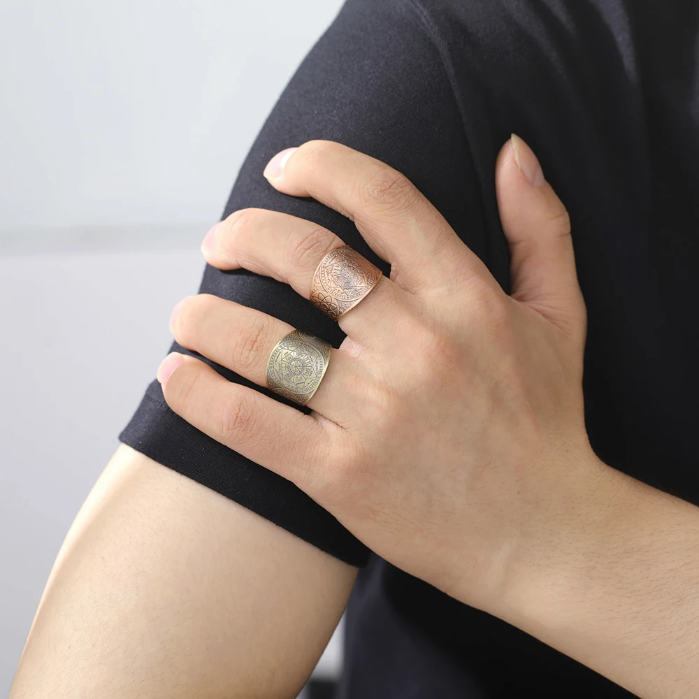 Dawapara Seal of The 7 Archangels Protection Ring Amulet Metatron Cube Lilith Symbol The Secrets of King Solomon Vintage Jewelry