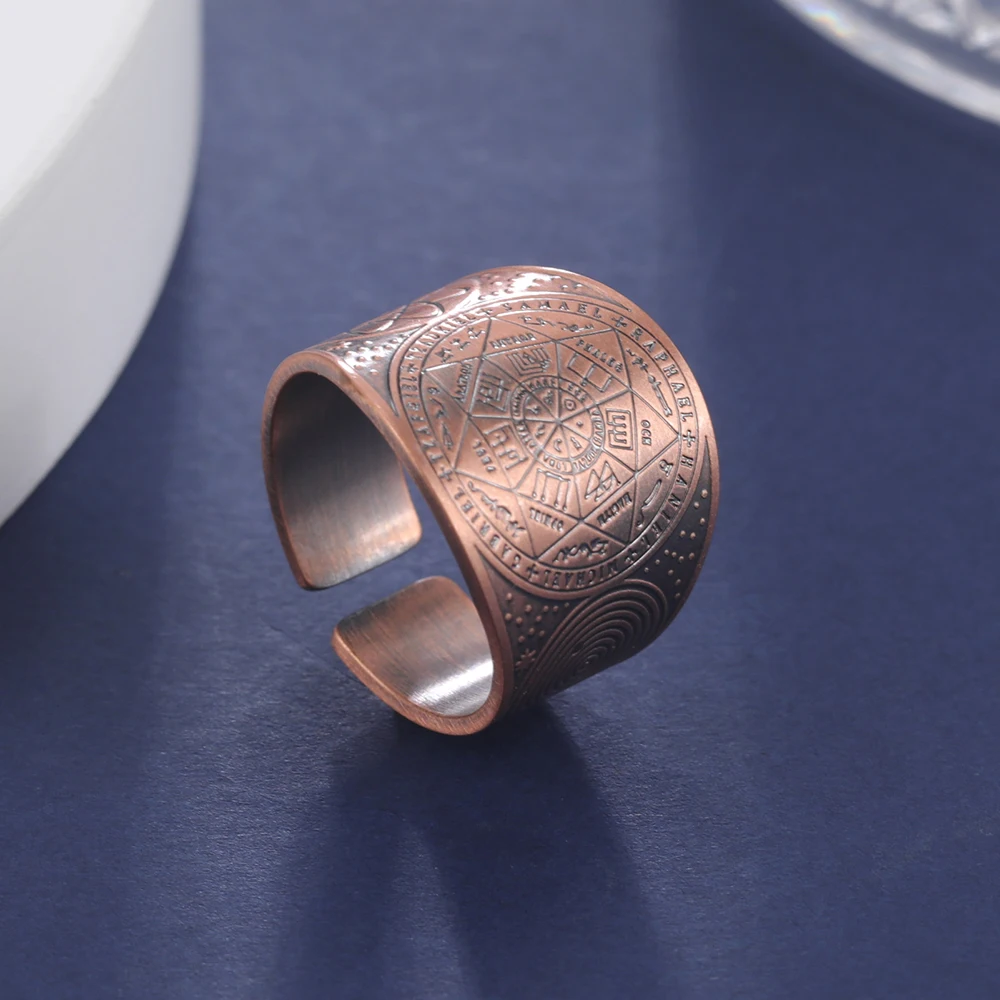 Dawapara Seal of The 7 Archangels Protection Ring Amulet Metatron Cube Lilith Symbol The Secrets of King Solomon Vintage Jewelry