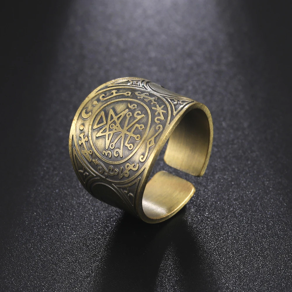 Dawapara Seal of The 7 Archangels Protection Ring Amulet Metatron Cube Lilith Symbol The Secrets of King Solomon Vintage Jewelry