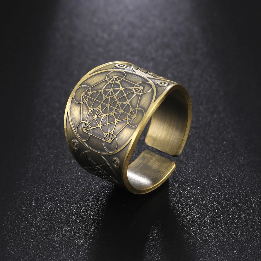 Dawapara Seal of The 7 Archangels Protection Ring Amulet Metatron Cube Lilith Symbol The Secrets of King Solomon Vintage Jewelry