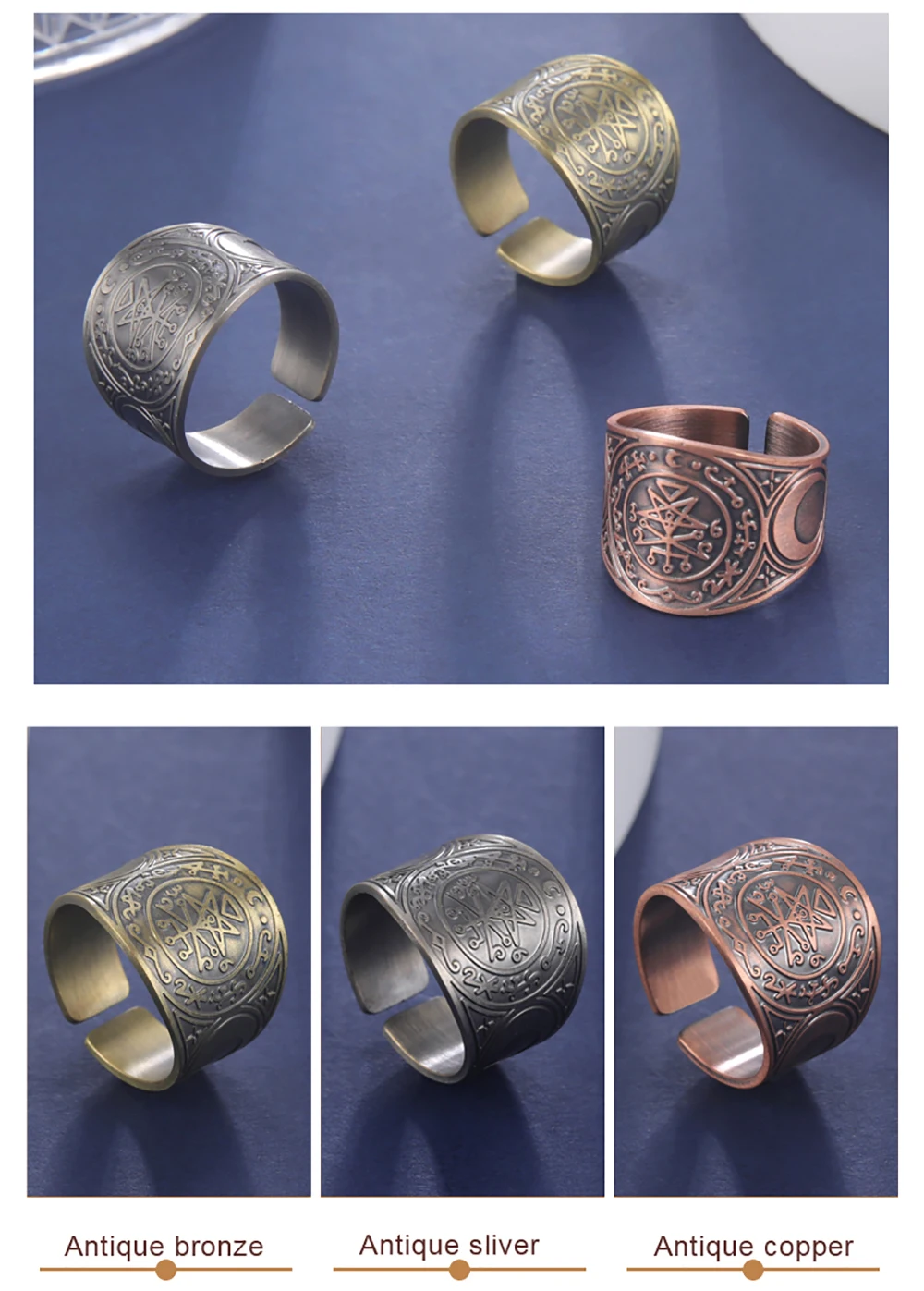 Dawapara Seal of The 7 Archangels Protection Ring Amulet Metatron Cube Lilith Symbol The Secrets of King Solomon Vintage Jewelry