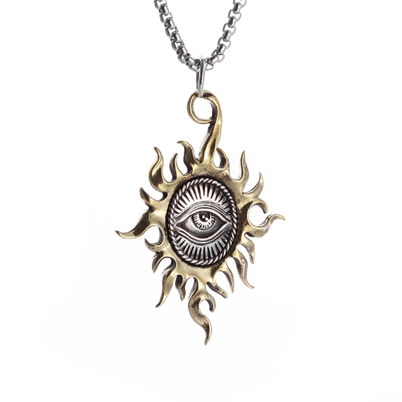 Retro Gothic Sun God Necklace All Seeing Eye Pendant Men's Punk Personality Charm Fashion Trend Amulet Jewelry
