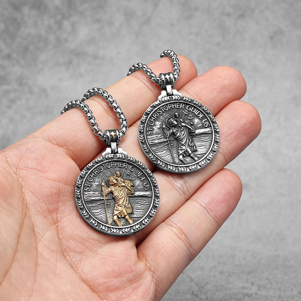 St.Christopher Exorcism Patron Stainless Steel Men Necklaces Pendant Chain Punk Stylish For Women Fashion Jewelry Gift Wholesale St.Christopher Exorcism Patron Stainless Steel Men Necklaces Pendant Chain Punk Stylish For Women Fashion Jewelry Gift Wholesale