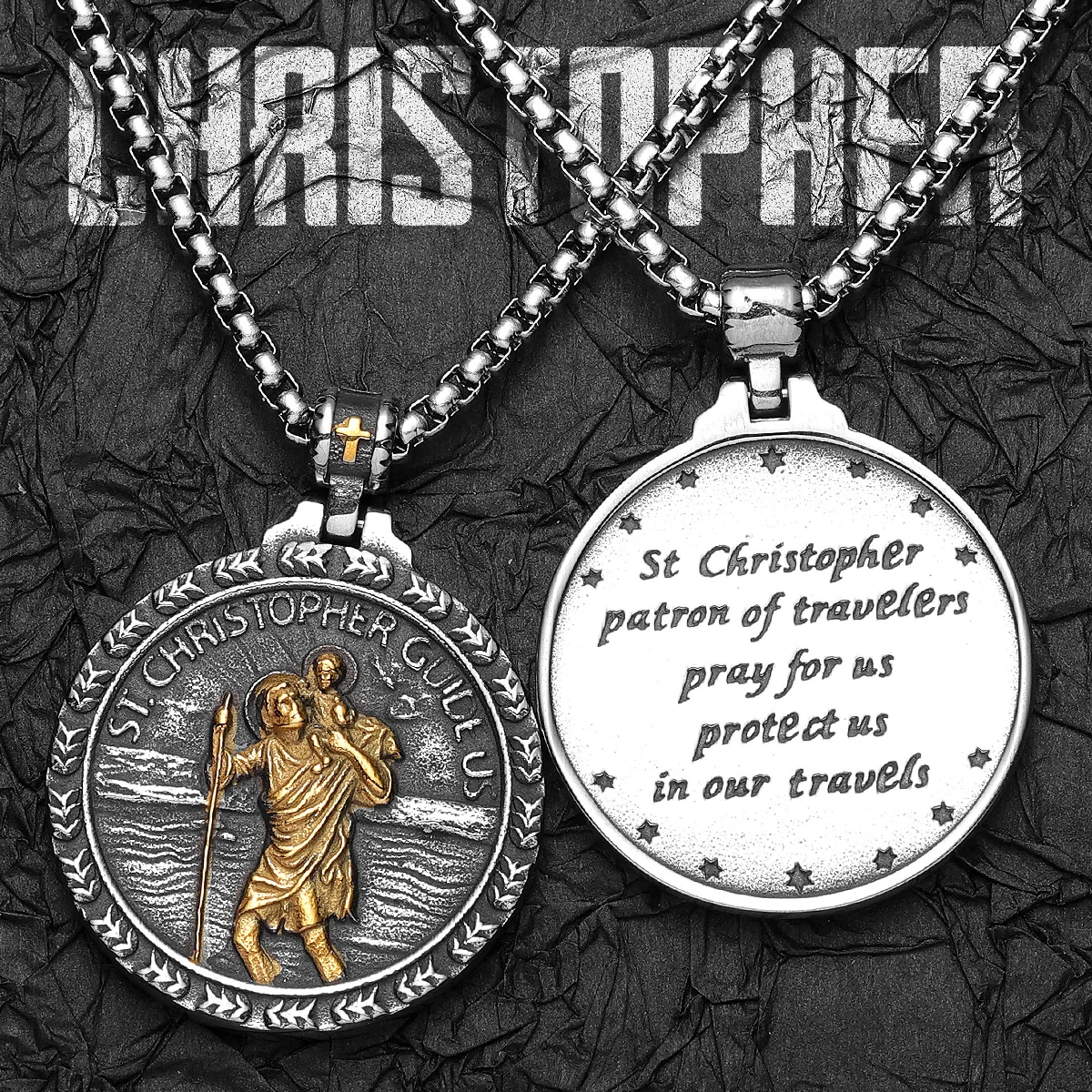 St.Christopher Exorcism Patron Stainless Steel Men Necklaces Pendant Chain Punk Stylish For Women Fashion Jewelry Gift Wholesale St.Christopher Exorcism Patron Stainless Steel Men Necklaces Pendant Chain Punk Stylish For Women Fashion Jewelry Gift Wholesale