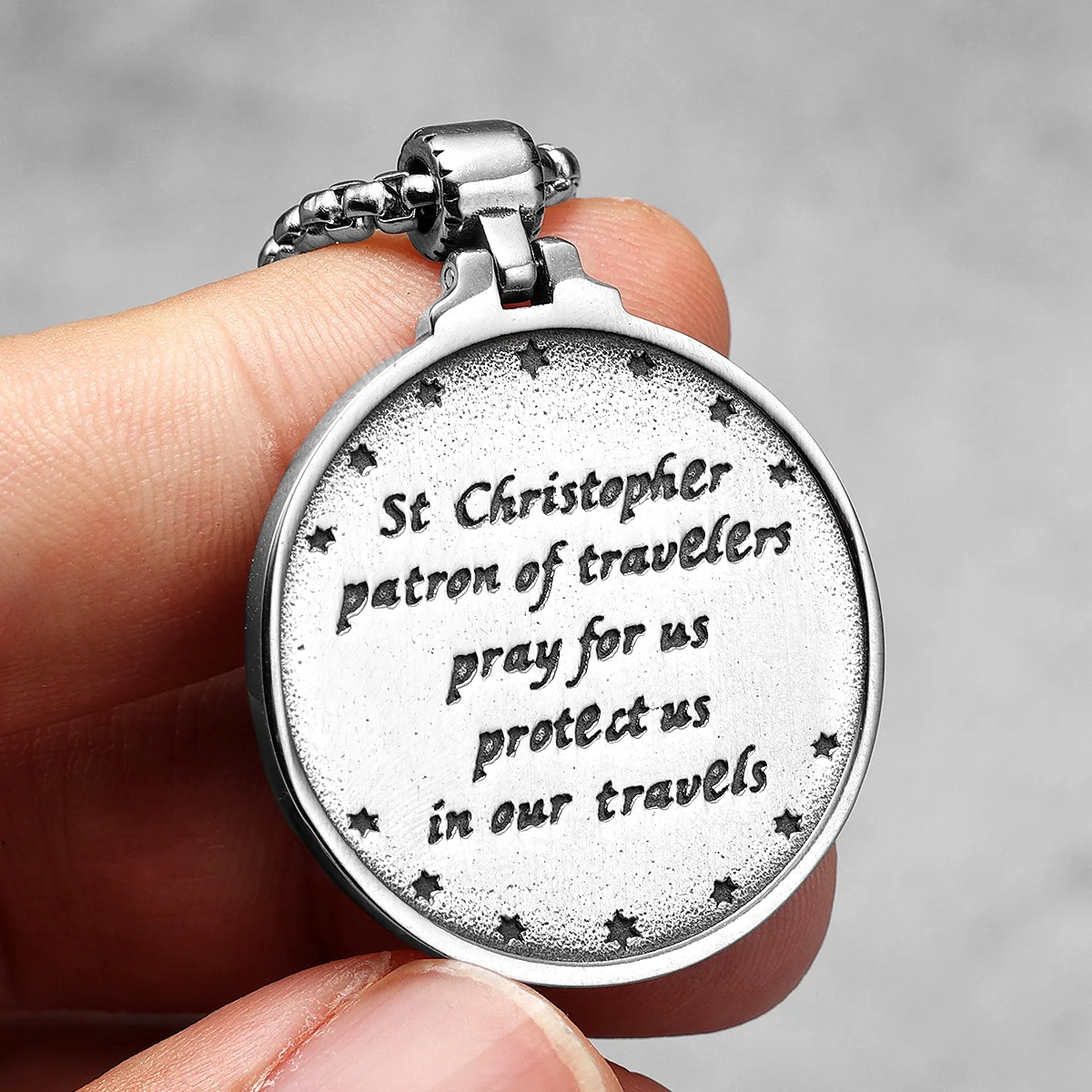 St.Christopher Exorcism Patron Stainless Steel Men Necklaces Pendant Chain Punk Stylish For Women Fashion Jewelry Gift Wholesale
