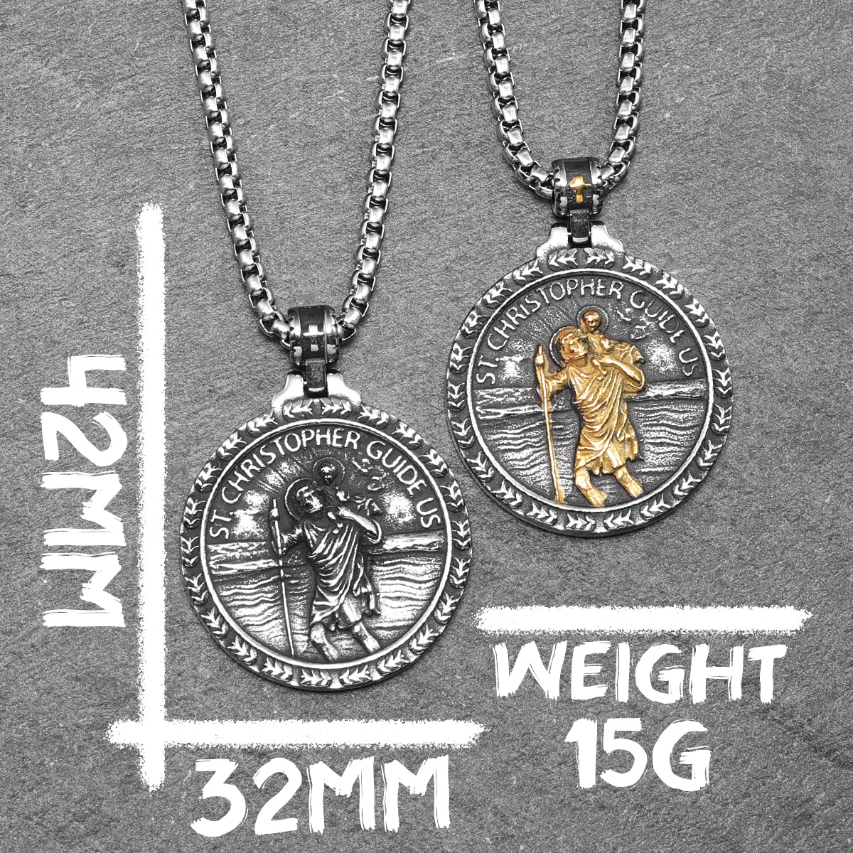 St.Christopher Exorcism Patron Stainless Steel Men Necklaces Pendant Chain Punk Stylish For Women Fashion Jewelry Gift Wholesale
