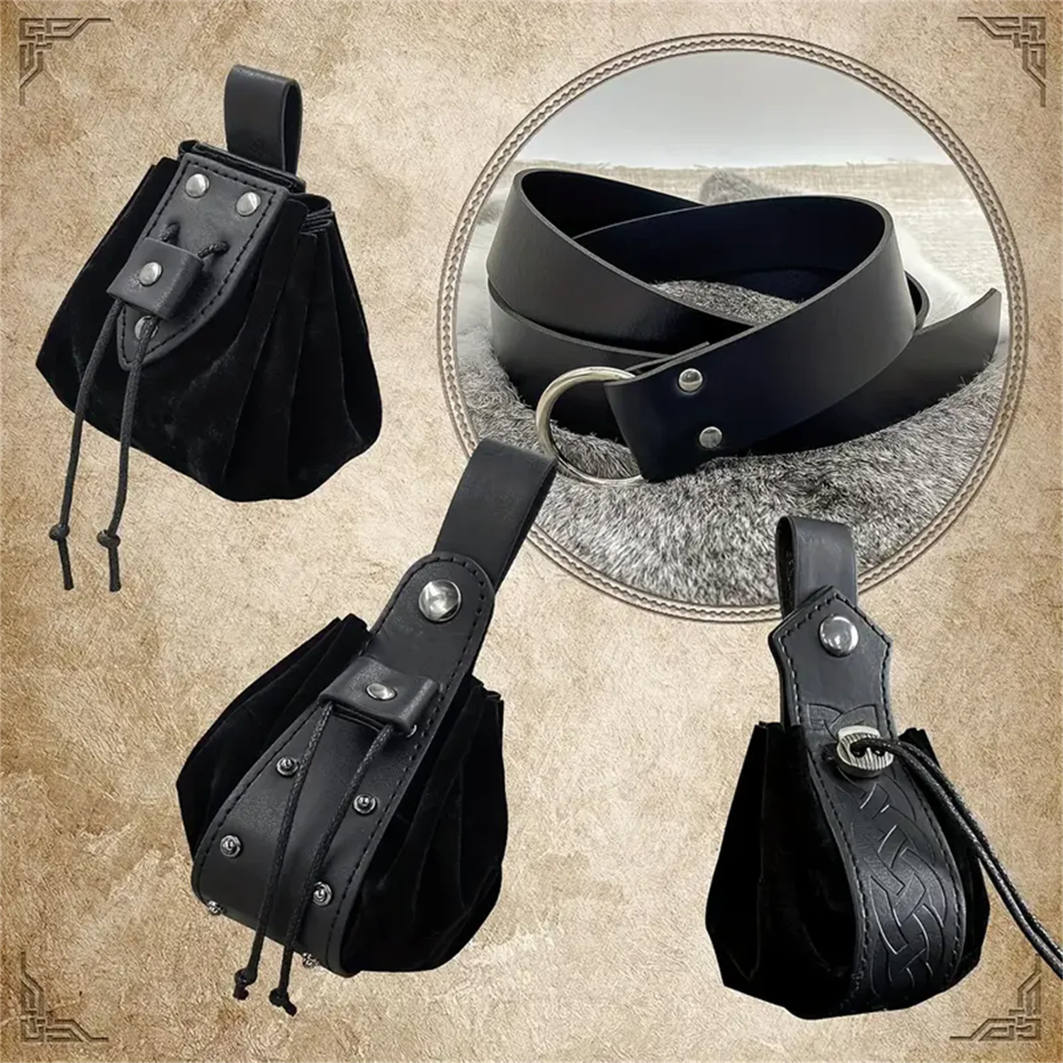 Medieval Retro Waist Bag Viking Style Hanging Belt Coin Purse Knight Fanny Pack Portable Men Women Money Pouch Costume Props Medieval Retro Waist Bag Viking Style Hanging Belt Coin Purse Knight Fanny Pack Portable Men Women Money Pouch Costume Props