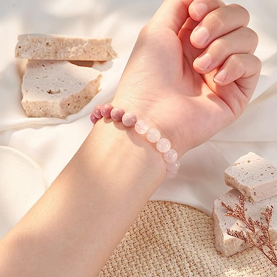 Female Pink Zebra Bead Bracelet. Gift to Daughter and Mother Nana Natural Crystal Stone Healing Spirit Bracelet Female Pink Zebra Bead Bracelet. Gift to Daughter and Mother Nana Natural Crystal Stone Healing Spirit Bracelet