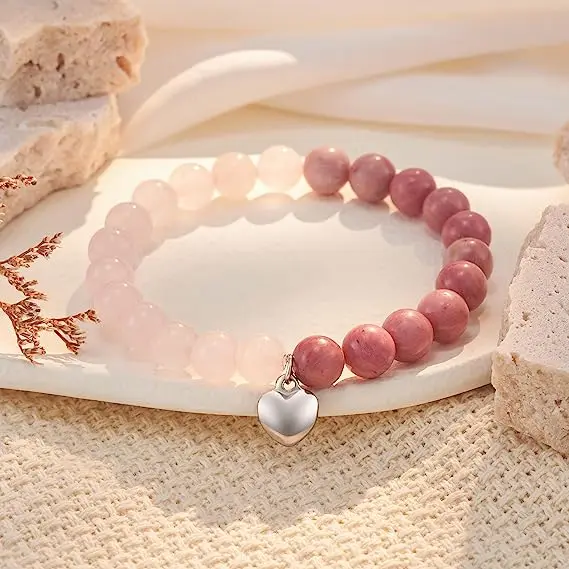 Female Pink Zebra Bead Bracelet. Gift to Daughter and Mother Nana Natural Crystal Stone Healing Spirit Bracelet Female Pink Zebra Bead Bracelet. Gift to Daughter and Mother Nana Natural Crystal Stone Healing Spirit Bracelet
