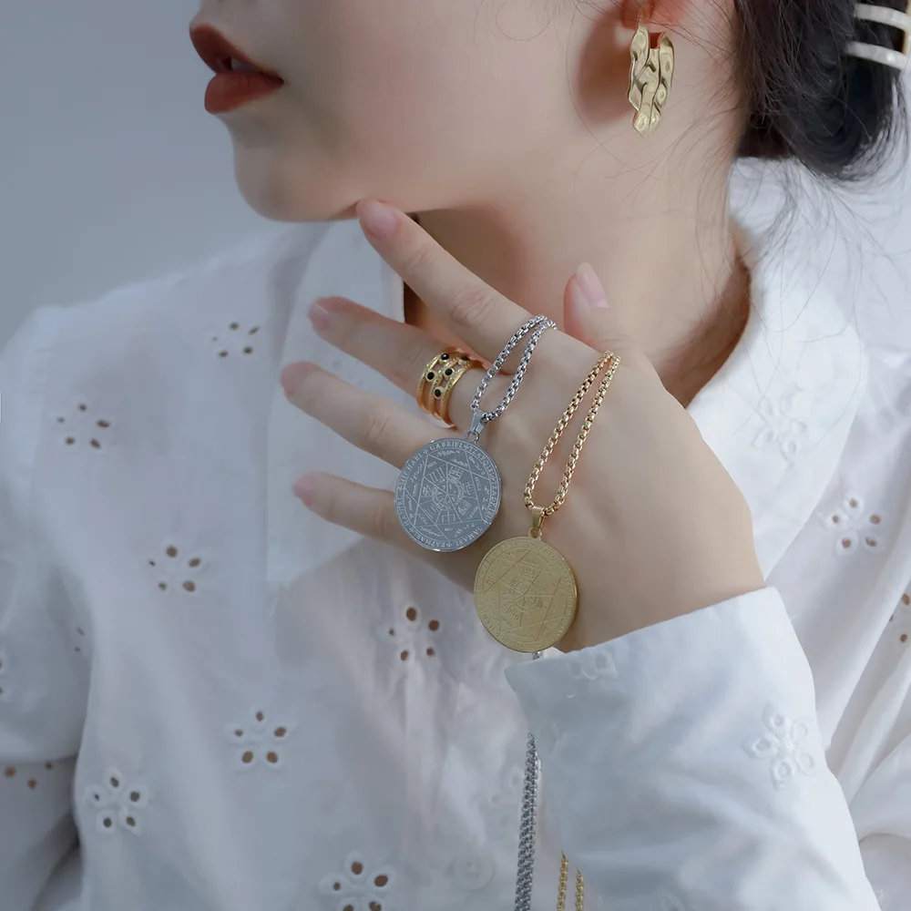 Seal of The 7 Archangels Pendant Necklaces for Men Seal of Solomon Spiritual Talisman Protection Amulet Stainless Steel Jewelry Seal of The 7 Archangels Pendant Necklaces for Men Seal of Solomon Spiritual Talisman Protection Amulet Stainless Steel Jewelry