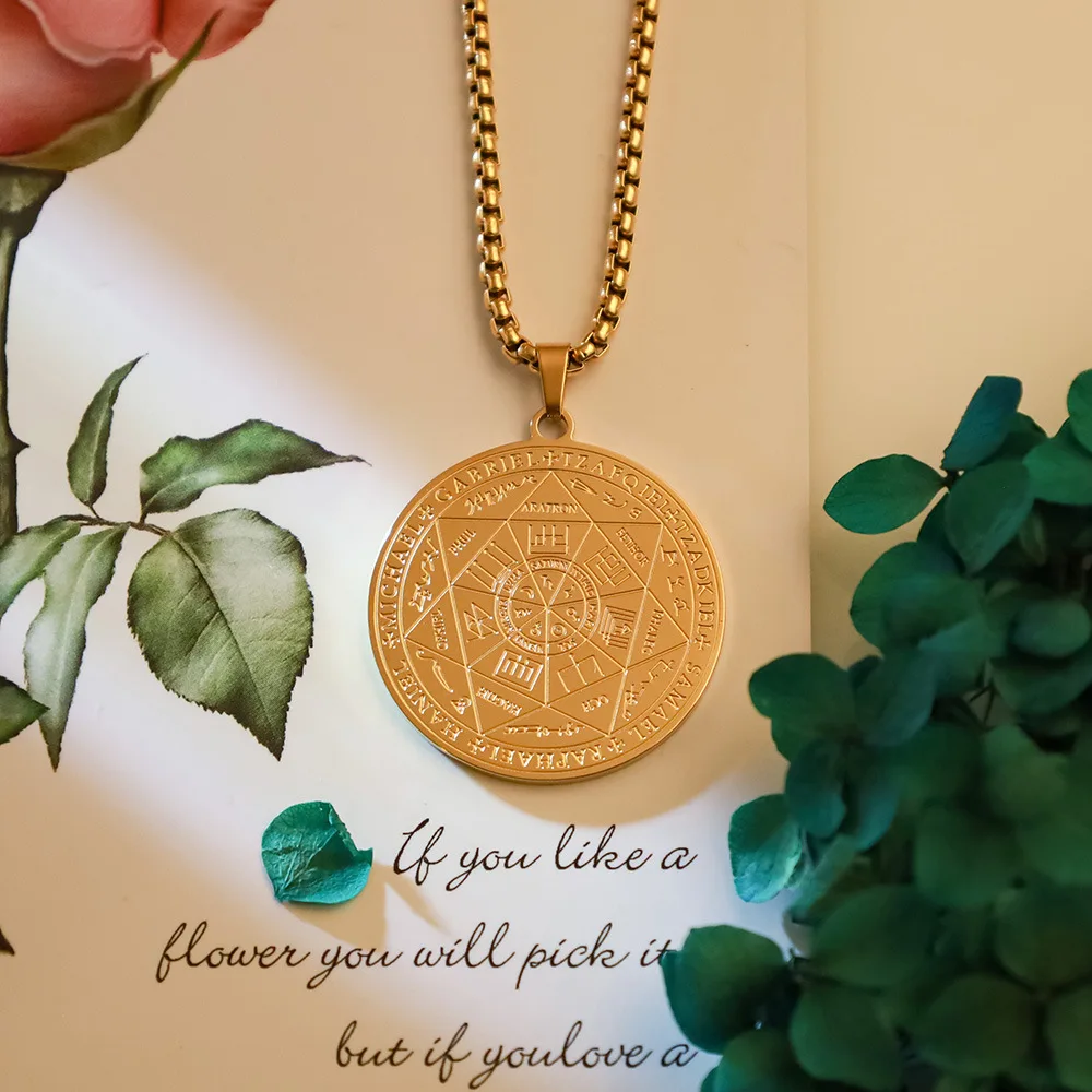 Seal of The 7 Archangels Pendant Necklaces for Men Seal of Solomon Spiritual Talisman Protection Amulet Stainless Steel Jewelry Seal of The 7 Archangels Pendant Necklaces for Men Seal of Solomon Spiritual Talisman Protection Amulet Stainless Steel Jewelry
