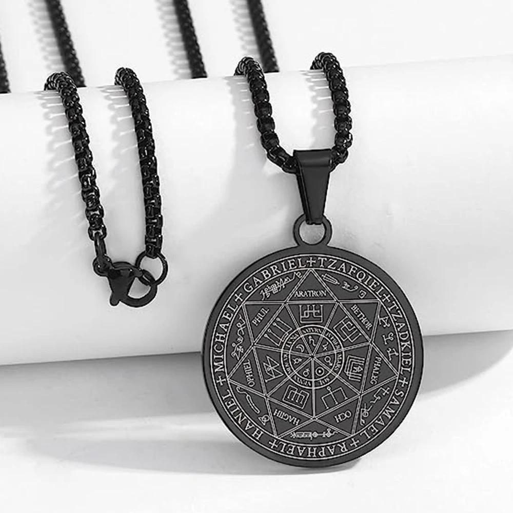 Seal of The 7 Archangels Pendant Necklaces for Men Seal of Solomon Spiritual Talisman Protection Amulet Stainless Steel Jewelry Seal of The 7 Archangels Pendant Necklaces for Men Seal of Solomon Spiritual Talisman Protection Amulet Stainless Steel Jewelry