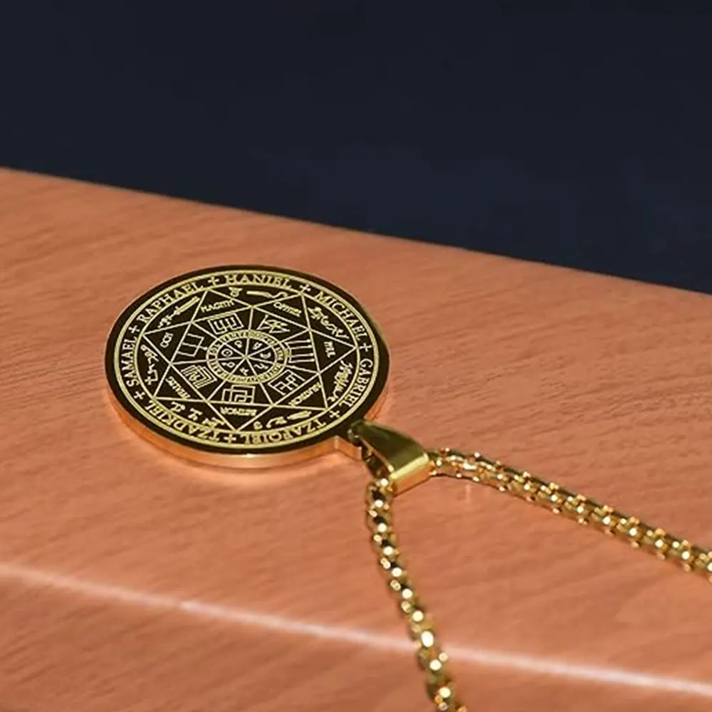 Seal of The 7 Archangels Pendant Necklaces for Men Seal of Solomon Spiritual Talisman Protection Amulet Stainless Steel Jewelry Seal of The 7 Archangels Pendant Necklaces for Men Seal of Solomon Spiritual Talisman Protection Amulet Stainless Steel Jewelry