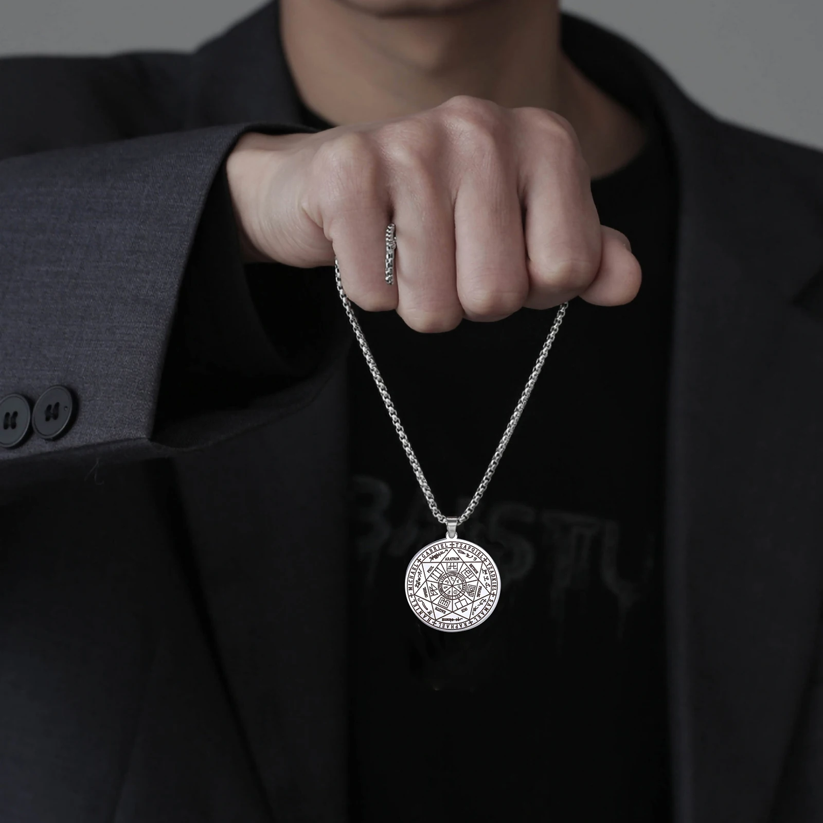Seal of The 7 Archangels Pendant Necklaces for Men Seal of Solomon Spiritual Talisman Protection Amulet Stainless Steel Jewelry Seal of The 7 Archangels Pendant Necklaces for Men Seal of Solomon Spiritual Talisman Protection Amulet Stainless Steel Jewelry